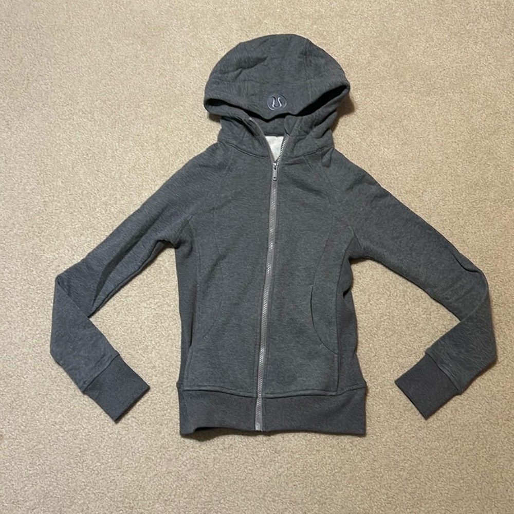 Full zip sweatshirt hoodie dark grey no size tag or dot size xs to small